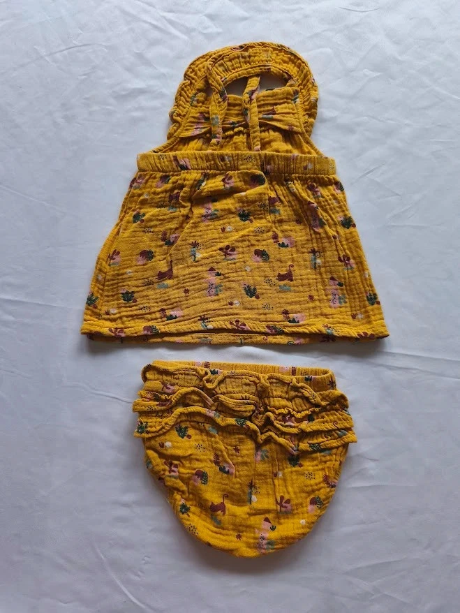 Mots d'enfants 3-month yellow printed dress and bloomer set – photo 3